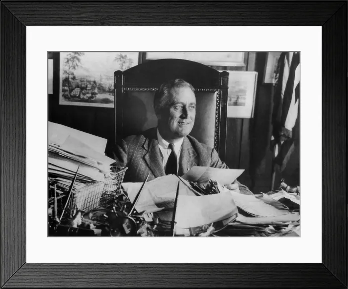 Framed Print : Governor Franklin Roosevelt at his desk in Albany, New York, 1930. (BSLOC_2013_5_84)