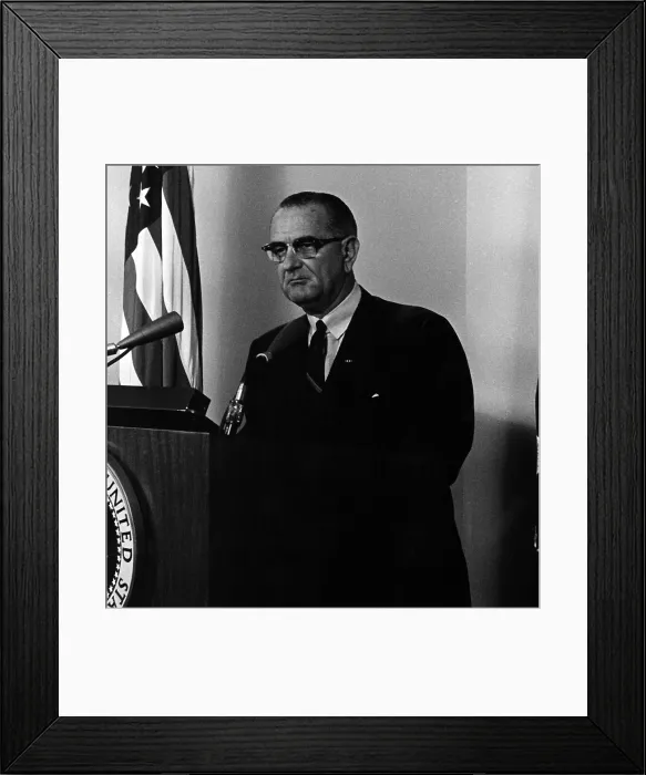 Framed Print : Vietnam War. President Lyndon B. Johnson President Lyndon B. Johnson Midnight Address on 2nd Gulf of Tonkin incident