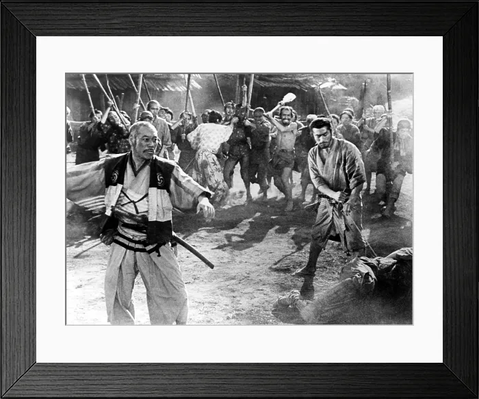 Framed Print : THE SEVEN SAMURAI, (aka SHICHININ NO SAMURAI), Takashi Shimura, Toshiro Mifune, 1954