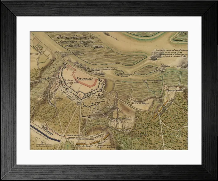 Framed Print : The American Revolution. Siege of Savannah. Manuscript map. 1779