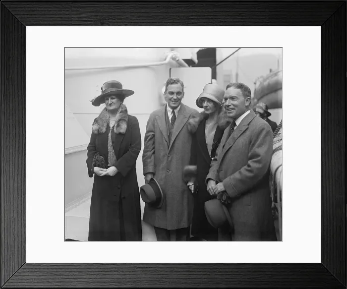 Framed Print : John D. Rockefeller Jr. with Abby and their only daughter and her new husband on an ocean liner in New York. Left to right: Mrs. John D. Rockefeller Jr. son-in-law David M