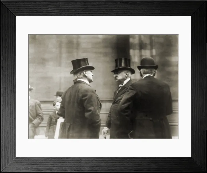 Framed Print : John Pierpont Morgan (1837-1913), American financier, with two associates in 1907 Framed Print : John Pierpont Morgan (1837-1913), American financier, with two associates in 1907