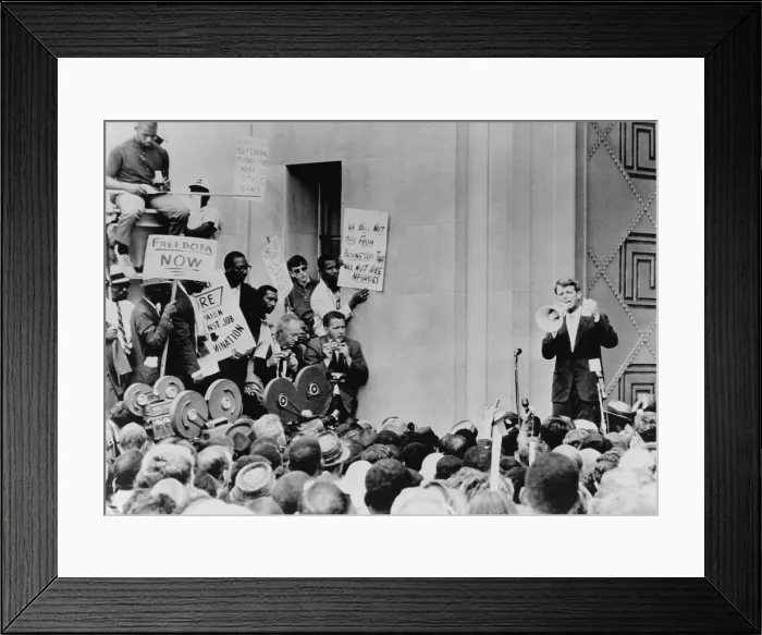 Framed Print : Attorney General Robert Kennedy addresses civil rights demonstrators Framed Print : Attorney General Robert Kennedy addresses civil rights demonstrators
