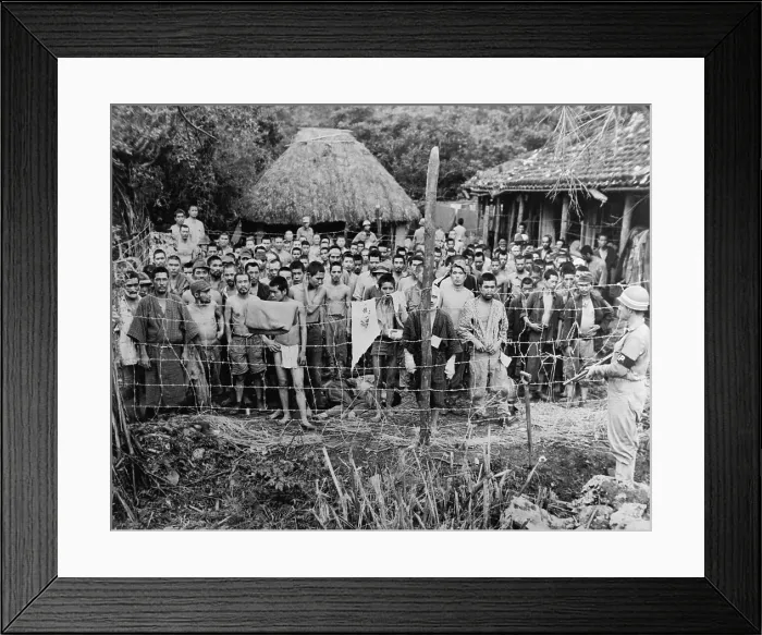 Framed Print : Japanese prisoners of war at Okuku, Okinawa Island in June 27, 1945 Framed Print : Japanese prisoners of war at Okuku, Okinawa Island in June 27, 1945