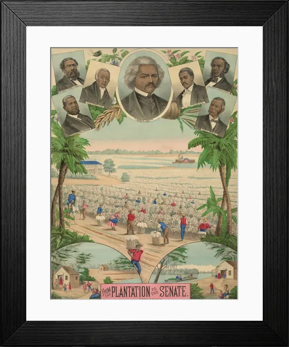 Framed Print : 1883 print commemorating the achievements of several African American men Framed Print : 1883 print commemorating the achievements of several African American men