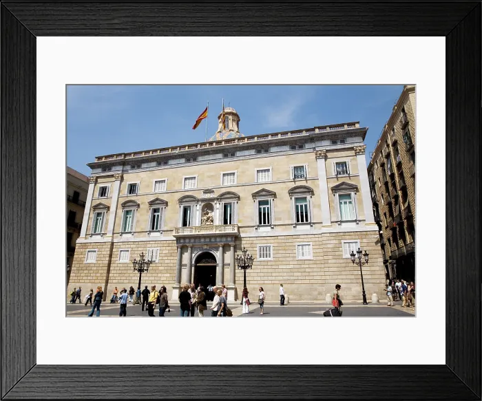 Framed Print : SPAIN. CATALONIA. Barcelona. Plaza de Sant Jaume (St. James Square). Generalitat Palace (Government of Catalonia Palace). Palace of the Generalitat of Catalonia