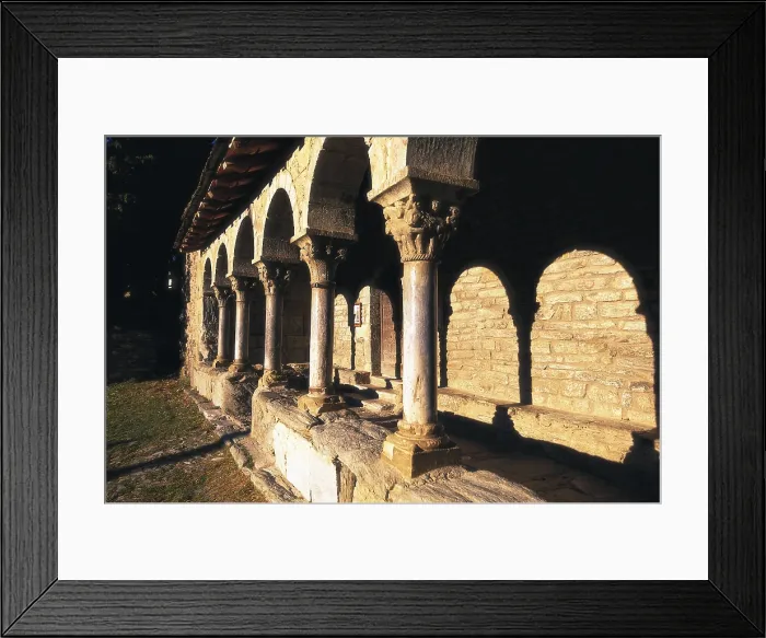 Framed Print : SPAIN. Queralbs. Sant Jaume de Queralbs. Church of Sant Jaume de Queralbs (12th c.). Detail of the portico of the faade. Romanesque art. Architecture Framed Print : SPAIN. Queralbs. Sant Jaume de Queralbs. Church of Sant Jaume de Queralbs (12th c.). Detail of the portico of the faade. Romanesque art. Architecture