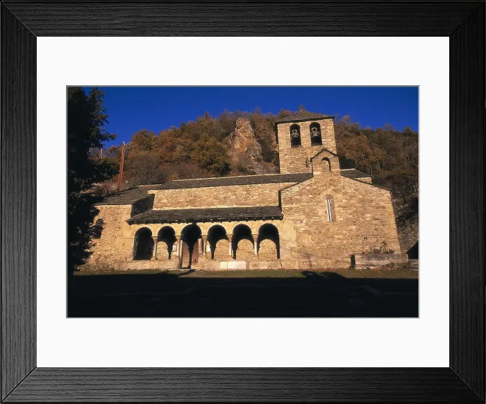 Framed Print : SPAIN. Queralbs. Sant Jaume de Queralbs. Church of Sant Jaume de Queralbs (12th c.). Frontal view. Romanesque art. Architecture. AISA / Everett Collection**US SALES ONLY**