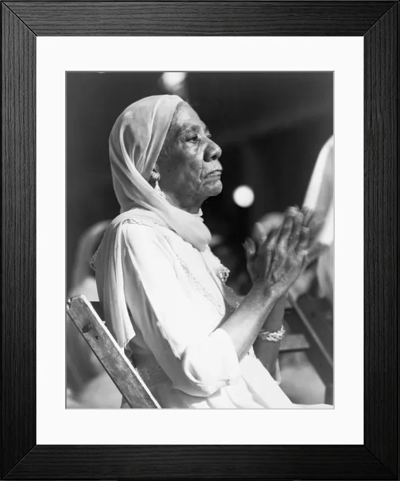 Framed Print : Elderly African American woman at a Black Muslim rally clapping her hands, New York City. 1963