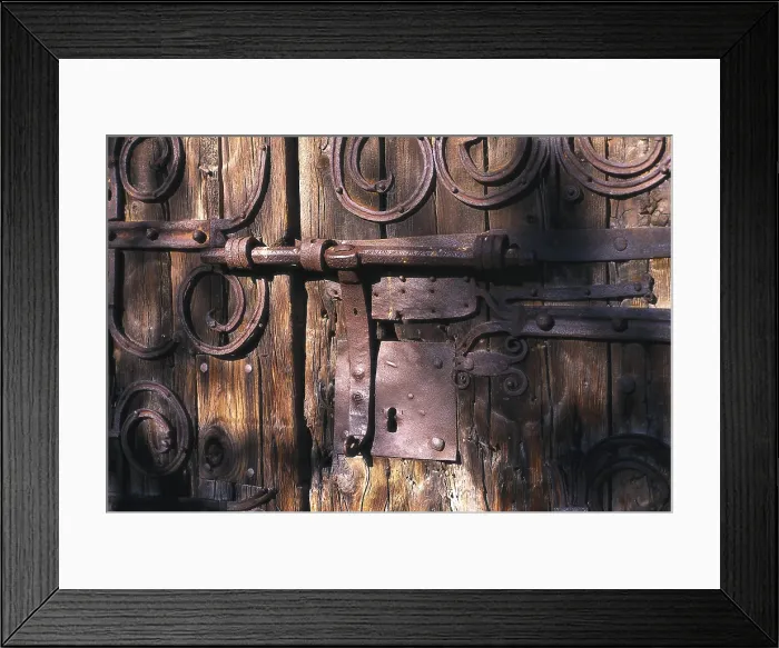Framed Print : SPAIN. Toses. Church of Sant Cristfol de Toses (11th c.). Detail of the door with the original decorations. AISA / Everett Collection**US SALES ONLY**