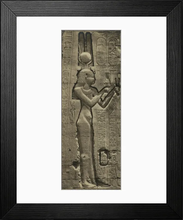 Framed Print : Relief sculpture of Cleopatra VII (69-30 BC), and her son by Julius Caesar, Caesarion, at the Temple of Hathor, Dendera. Ca. 35BC