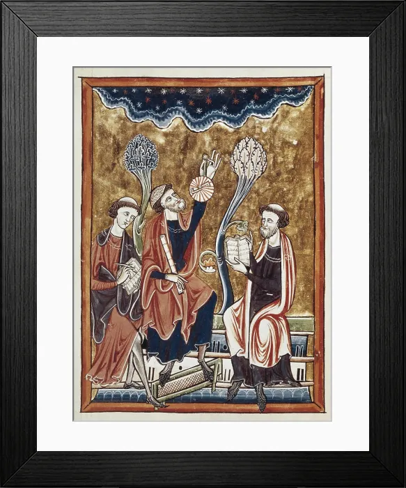 Framed Print : Psalter of Saint Louis and of Blanca de Castilla. beg. 13th c. Fol. 1v. The astronome with an astrolabe and the mathematician establishing the liturgical year calendar Framed Print : Psalter of Saint Louis and of Blanca de Castilla. beg. 13th c. Fol. 1v. The astronome with an astrolabe and the mathematician establishing the liturgical year calendar