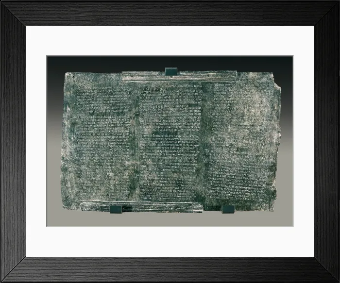 Framed Print : Bronze from Osuna or 'Lex Coloniae Genitivae Juliae sive Ursonensis' (1st c. AD). SPAIN. Madrid. National Museum of Archaeology. Proc: SPAIN. Osuna Framed Print : Bronze from Osuna or 'Lex Coloniae Genitivae Juliae sive Ursonensis' (1st c. AD). SPAIN. Madrid. National Museum of Archaeology. Proc: SPAIN. Osuna
