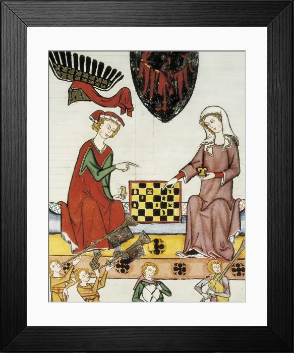 Framed Print : Otto IV of Brandenburg playing chess. Gothic art. Miniature Painting. GERMANY. Heidelberg. Heidelberg University Library Framed Print : Otto IV of Brandenburg playing chess. Gothic art. Miniature Painting. GERMANY. Heidelberg. Heidelberg University Library