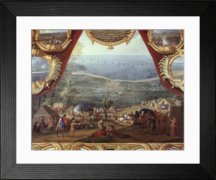 Framed Print : The actions of the Grand Conde, siege of Dunkirk and Furnes, 1646. Painting by Sauveur Le Conte (h.1659-1694). Gallery of Battles. Oil on canvas. FRANCE. Chantilly