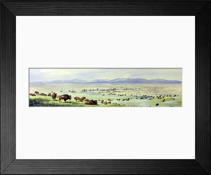 Framed Print : Buffalo Coming to Water. Watercolor painting by EJ Sawyer, circa 1925 Framed Print : Buffalo Coming to Water. Watercolor painting by EJ Sawyer, circa 1925
