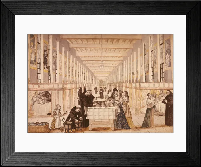 Framed Print : Queen Anne of Austria visiting the nursery in Hospital of Charity. Illustrution, circa 1640. FRANCE. Paris. Musee Carnavalet (Carnavalet Museum) Framed Print : Queen Anne of Austria visiting the nursery in Hospital of Charity. Illustrution, circa 1640. FRANCE. Paris. Musee Carnavalet (Carnavalet Museum)