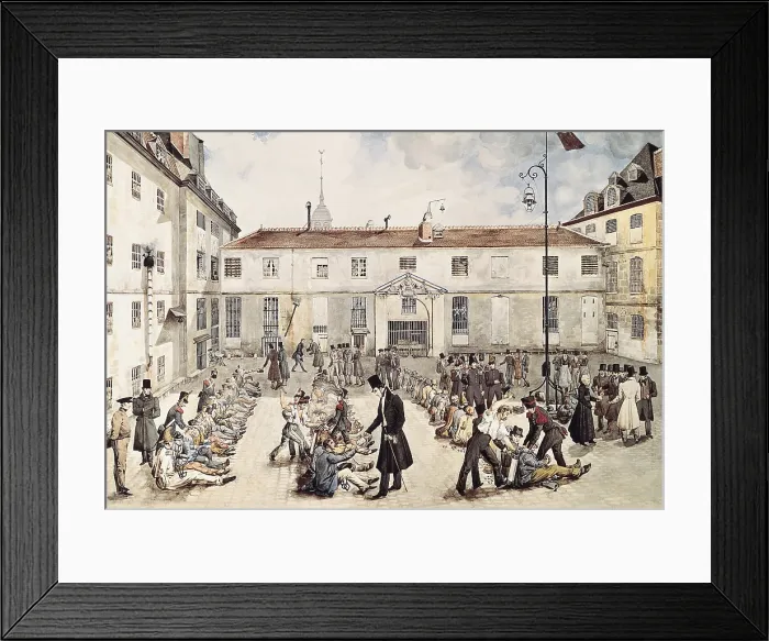 Framed Print : Enchaining of prisoners at the Bicetre Prison, Paris. Illustration by Gabriel Cloquemin (s. XIX). Litography. FRANCE. Paris. Musee Carnavalet (Carnavalet Museum) Framed Print : Enchaining of prisoners at the Bicetre Prison, Paris. Illustration by Gabriel Cloquemin (s. XIX). Litography. FRANCE. Paris. Musee Carnavalet (Carnavalet Museum)