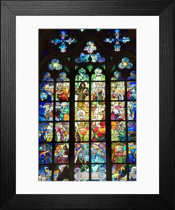 Framed Print : CZECH Rep.. Prague. Saint Vitus Cathedral. Stained-glass windows from 19th century. Gothic art. Glass window