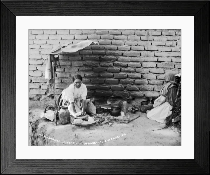 Framed Print : Preparing tortillas in Aguas Calientes, Mexico, ca. 1880-1897
