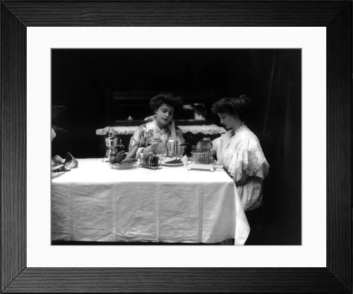 Framed Print : Women using G.E. appliances (toaster, coffeepot, egg poacher), c. 1908