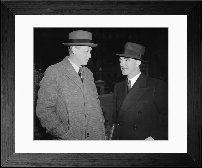 Framed Print : FDR's new cabinet members, Harry Hopkins and Frank Murphy. Jan. 26, 1939. Hopkins was the new Commerce Secretary and still FDR's indispensable advisor