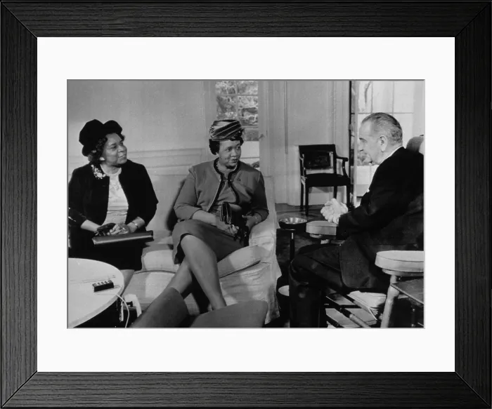 Framed Print : Dorothy Height and Rosa Gragg meet with LBJ. During the first month of his presidency, Johnson met with many African American leaders as he developed his Great Society programs Framed Print : Dorothy Height and Rosa Gragg meet with LBJ. During the first month of his presidency, Johnson met with many African American leaders as he developed his Great Society programs