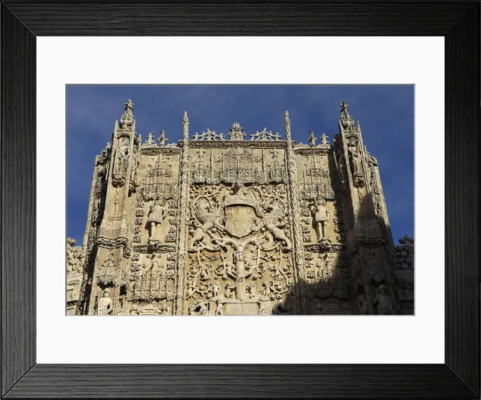 Framed Print : SPAIN. Valladolid. Facade of the Colegio de San Gregorio (College of St. Gregory)which lodges the National Museum of Sculpture. Gothic art. Relief; Architecture
