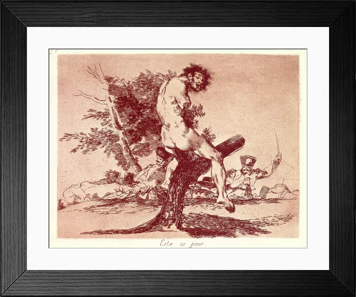 Framed Print : GOYA Y LUCIENTES, Francisco de (1746-1828). The Disasters of War. This Is Worse. 1810-1820. Etching. SPAIN. Madrid. National Library