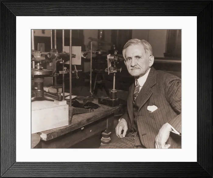 Framed Print : Albert Michelson (1852-1931), in his laboratory with a spectroscope. He was the first American to receive a Nobel award in the sciences when he received the physics prize in 1907