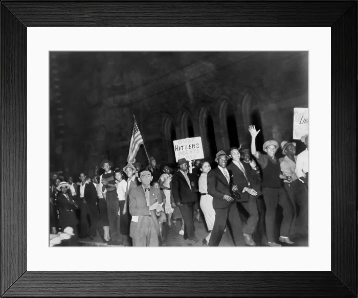 Framed Print : Demonstration after Joe Louis's one-round victory over German heavy weight champion Max Schmeling