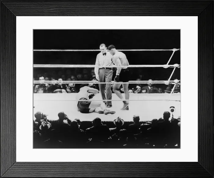 Framed Print : Max Baer (1909-1959), knocked down during a heavyweight fight with Joe Louis, September 24, 1935. Louis won by a knockout
