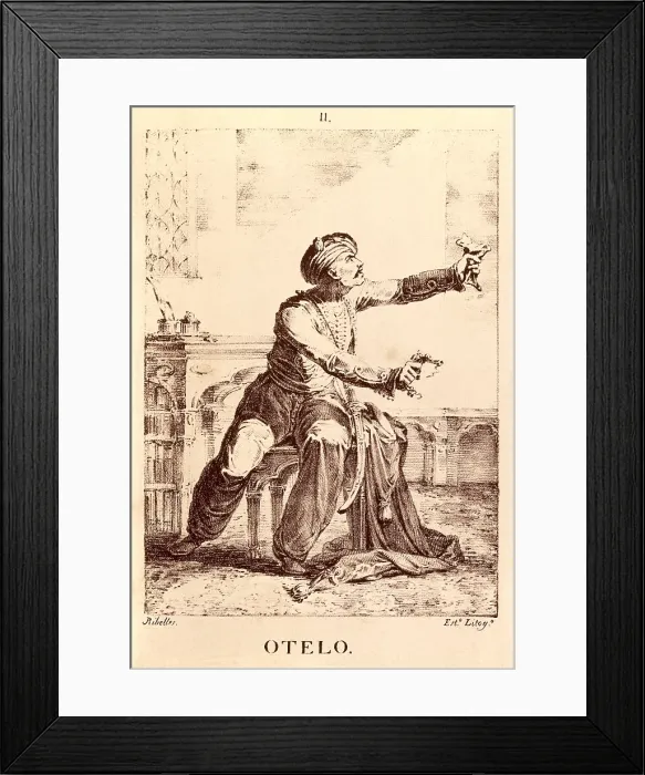 Framed Print : RIBELLES Y FELIP, Jose (1775-1835). Othello. beg. 19th c. Depiction of the main character of Shakespeare's work 'Othello', work written in 1602. Litography. SPAIN