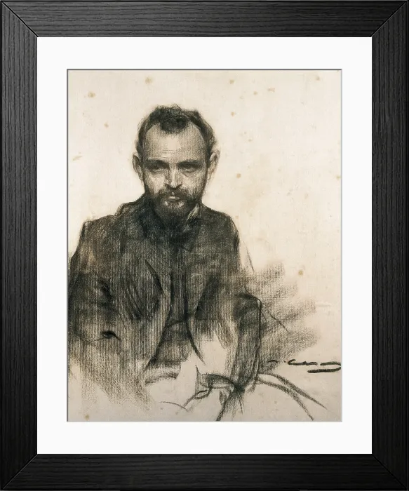 Framed Print : CASAS i CARBO, Ramon (1866-1932). Portrait of Josep Clar. 1899 - 1905. Modernism. Drawing. SPAIN. Barcelona. National Art Museum of Catalonia