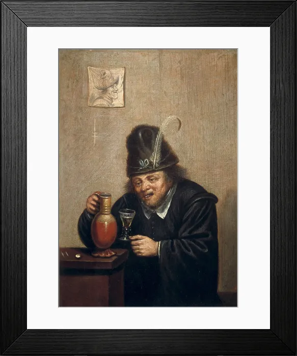 Framed Print : TENIERS II, David, 'the Younger' (1610-1690). A man drinking. 17th c. TENIERS II, David 'the Younger' (1610-1690). 'The drinker'. Flemish painting