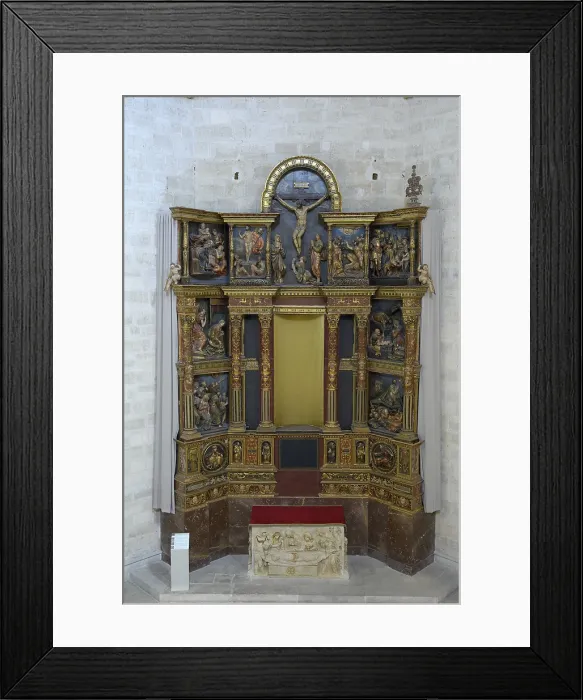 Framed Print : Main altarpiece of the monastery of la Mejorada de Olmedo (Valladolid). Work by Alonso Berruguete and Vasco de la Zarza1523 - 1526. Mannerism art. ; Renaissance art