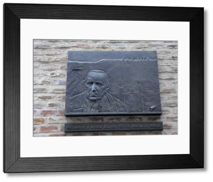 Framed Print : SPAIN. Valladolid. Plaque in the Church of Santiago. Homage to Miguel Delibes for his novel El Hereje. Rafa Prez / AISA / Everett Collection - Image has fine art copyright