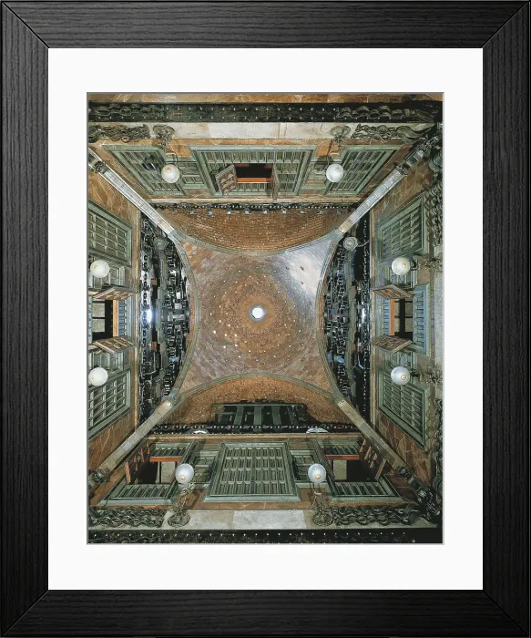 Framed Print : GAUDI i CORNET, Antoni (1852-1926). Guell Palace. 1885-1890. SPAIN. Barcelona. GUell Palace. Central hall cupola. Modernism. Architecture. - P Framed Print : GAUDI i CORNET, Antoni (1852-1926). Guell Palace. 1885-1890. SPAIN. Barcelona. GUell Palace. Central hall cupola. Modernism. Architecture. - P