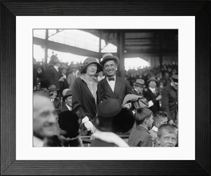 Framed Print : Will Rogers and Mrs. Ed Evalyn McLean, wife of the Washington Post publisher Ned McLean, at a ballgame. Rogers wrote books, articles, and a syndicated newspaper column