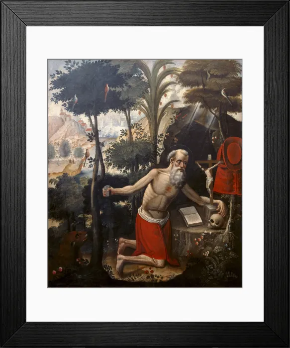 Framed Print : QUISPE TITO, Diego (1611-1681). Saint Jerome Penitent. 17th c. PERU. Arequipa. Convent of Santa Catalina. Colonial baroque. Oil on canvas Framed Print : QUISPE TITO, Diego (1611-1681). Saint Jerome Penitent. 17th c. PERU. Arequipa. Convent of Santa Catalina. Colonial baroque. Oil on canvas