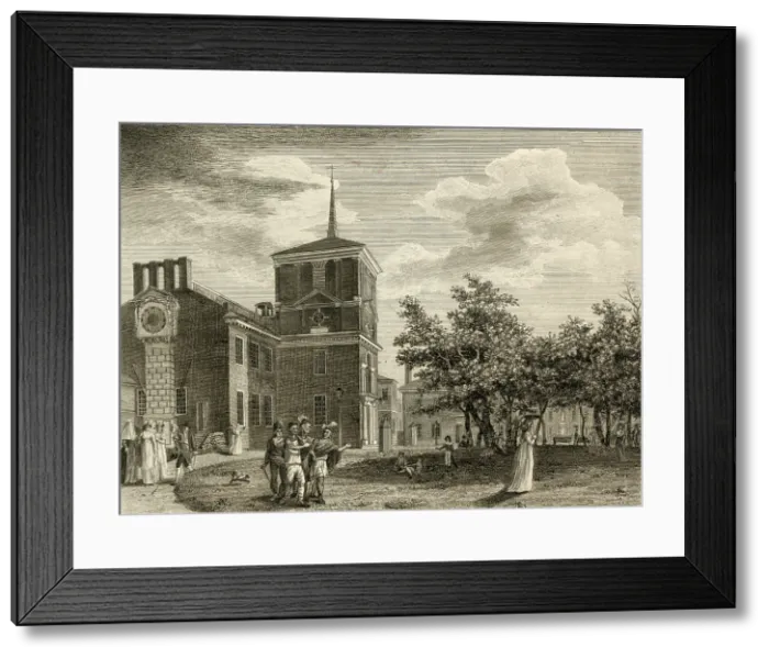 Framed Print : Back of the State House, Philadelphia. A view of Independence Hall in Philadelphia in 1799, by William Birch