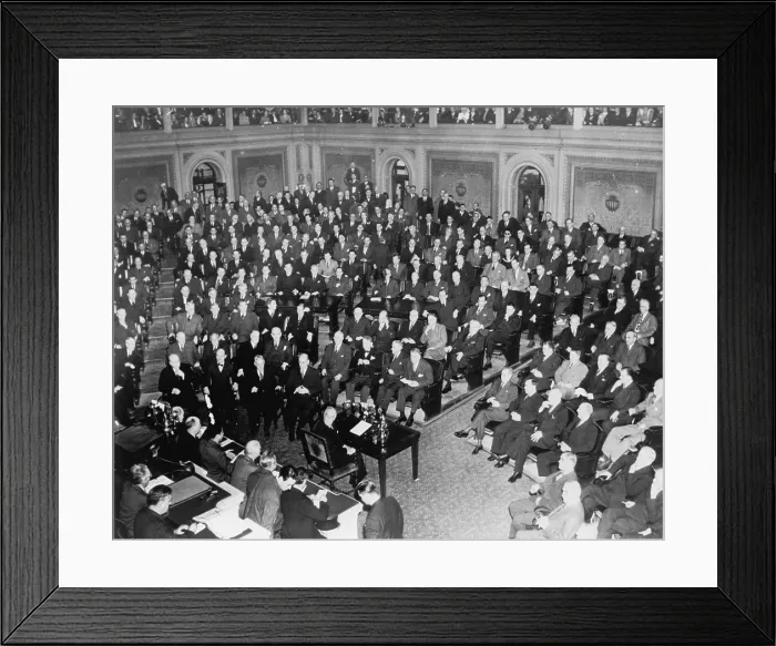 Framed Print : President reports to Congress on March 1, 1945, following the Big Three Conference with Churchill and Stalin in Yalta