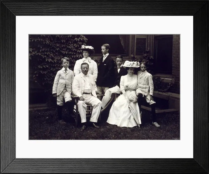 Framed Print : President and Mrs. Theodore Roosevelt seated on lawn, surrounded by their family of four boys, and daughter Ethel. 1907 photo Framed Print : President and Mrs. Theodore Roosevelt seated on lawn, surrounded by their family of four boys, and daughter Ethel. 1907 photo