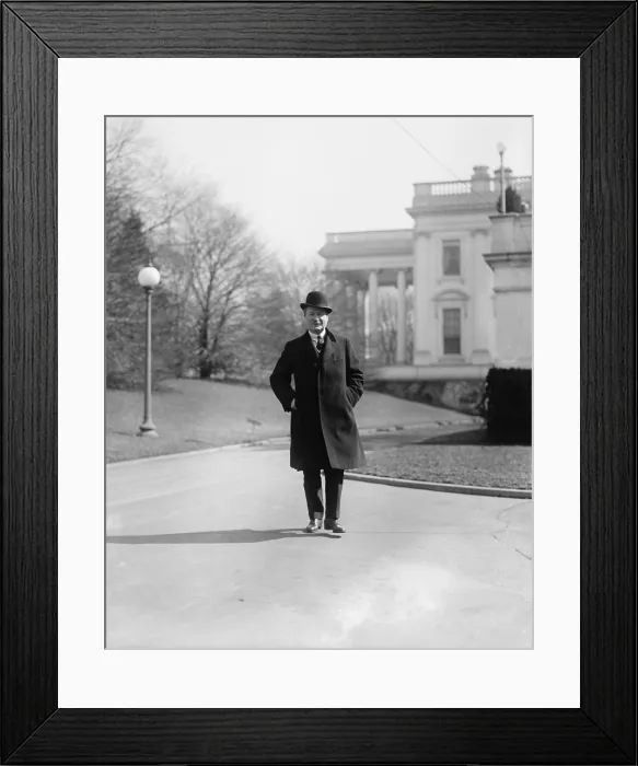 Framed Print : William Billy Burns (1861-1932), walking near the White House in Washington in 1920