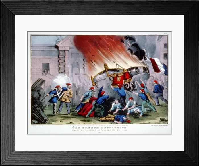 Framed Print : 1848, The French revolution: burning the royal carriages at the Chateau d'Eu, Feby. 24, 1848 Framed Print : 1848, The French revolution: burning the royal carriages at the Chateau d'Eu, Feby. 24, 1848