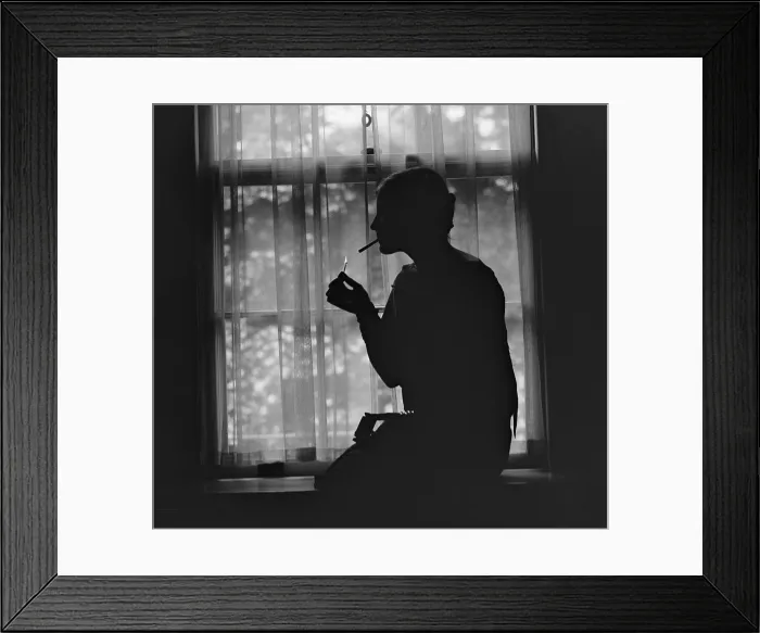 Framed Print : Silhouette of a stylish women smoking in 1926