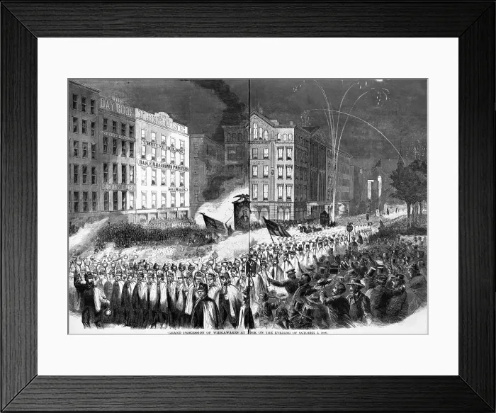 Framed Print : The Civil War, Republican Party rally and parade at Printing-House Square, New York City, October 3, 1860