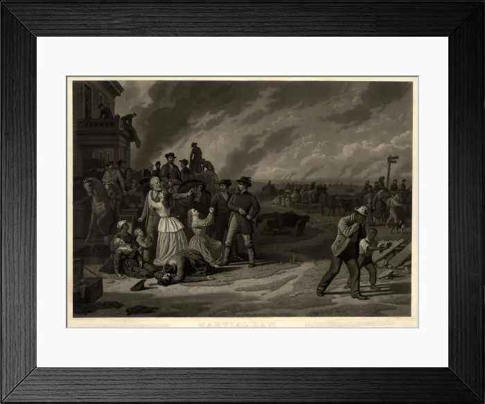 Framed Print : The Civil War, Martial Law. The evacuation of border counties in Missouri in retaliation for the border raids by Confederate irregulars