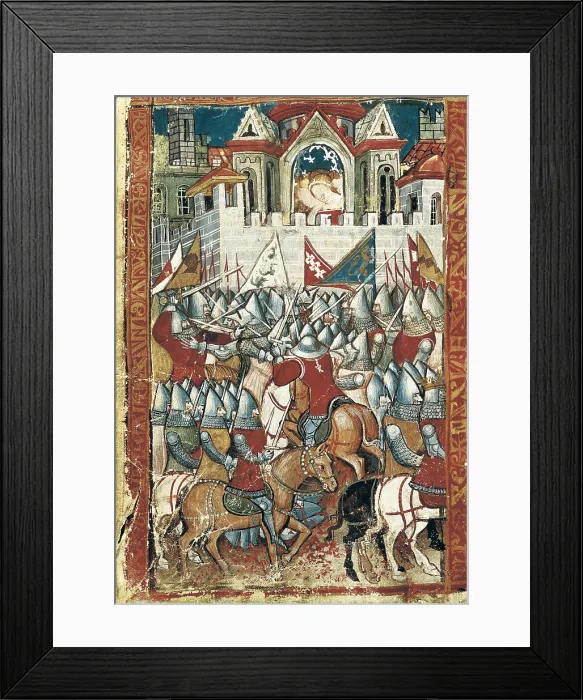 Framed Print : Siege of Pamplona by the army of Charlemagne in 778