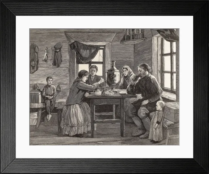 Framed Print : Russia (19th c.). Family breakfast in a house in northern Siberia. Engraving. AISA / Everett Collection (16277)**US SALES ONLY** Framed Print : Russia (19th c.). Family breakfast in a house in northern Siberia. Engraving. AISA / Everett Collection (16277)**US SALES ONLY**